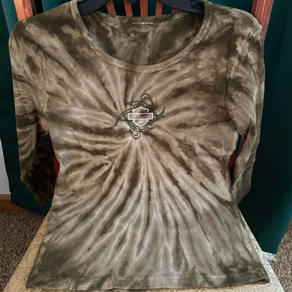 Women’s Size Small Harley Davidson Tie Dye 3 quarter sleeve tshirt